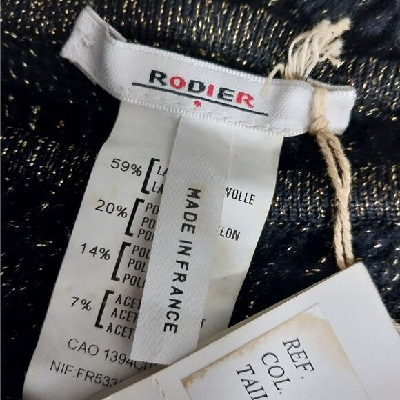 NWT@$225! RODIER! WOOL+! BLACK & GOLD METALLIC KNIT, SHEET SWEATER DRESS! SZ 8 - Picture 10 of 13